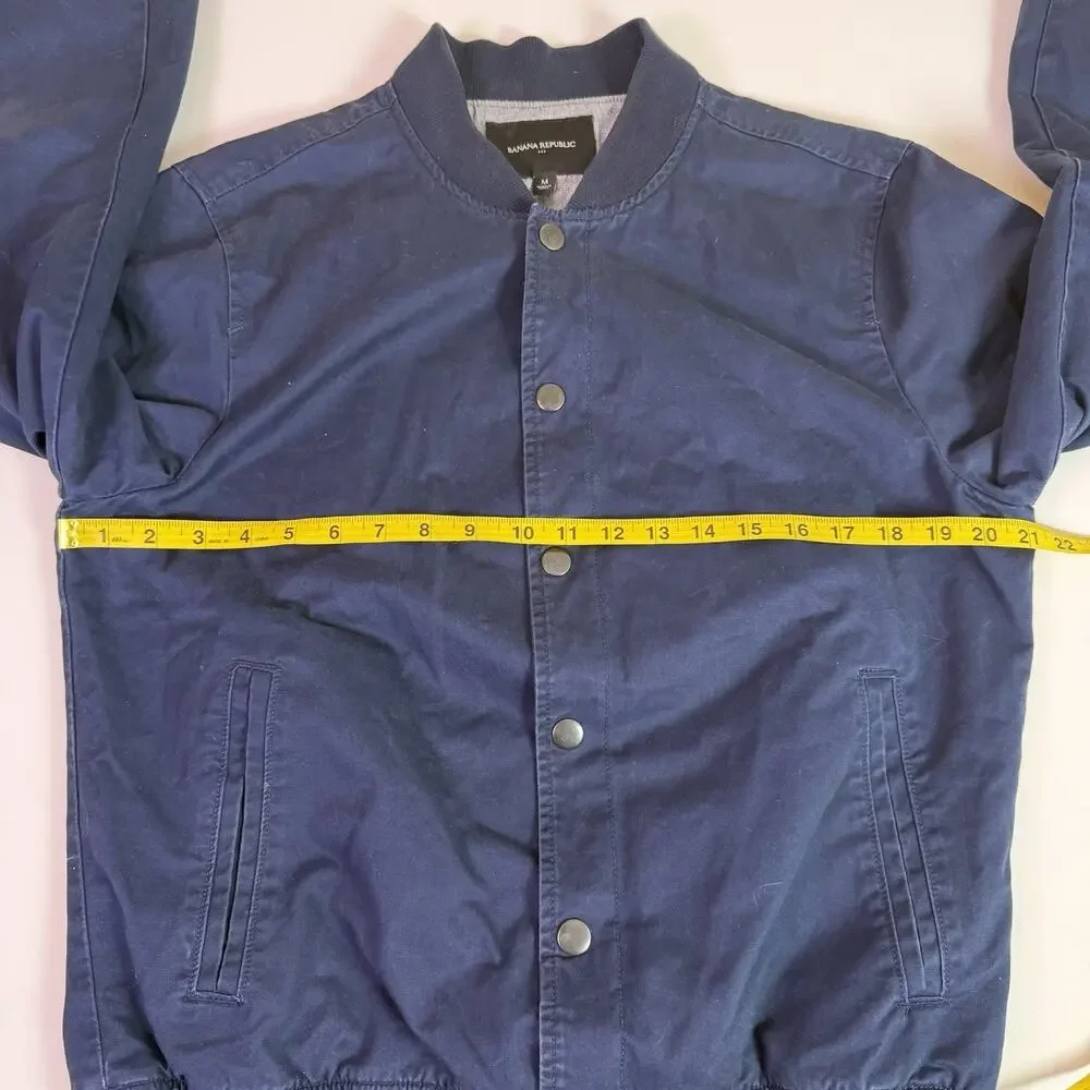 Banana Republic Bomber Jacket Men's M Blue Snap Front Minimalist Casual Flight